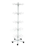 Вертушка на колёсах, 5 ярусов по 10 крючков, 60×60×190, белая - Фото 2