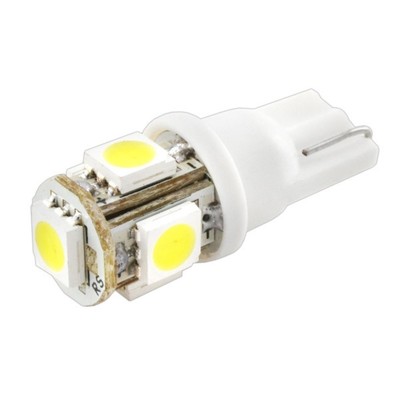 Лампа светодиодная T10(W5W), 12В 5 SMD диодов, без цоколя Skyway, ST10-0550 W/ST10-5SMD-5050 Вт S08201124