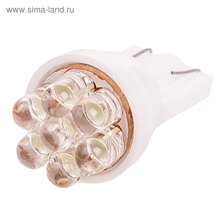 Лампа светодиодная Skyway T10 (W5W), 12 В, 7 LED, без цоколя, 2 шт, S08201345 - Фото 1