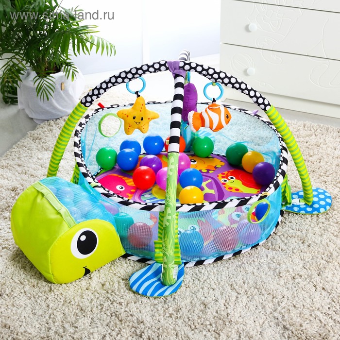 УЦЕНКА Развивающий коврик 3 в 1 «Черепаха», с шариками - Фото 1