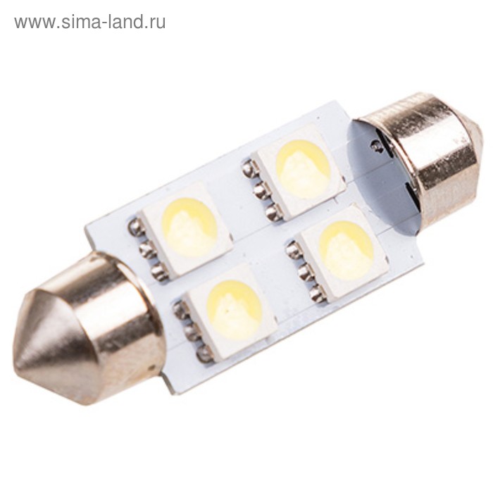 Лампа светодиодная Skyway T11 (C5W), 12 В, 4 SMD, c цоколем, 2 шт, S08201353 - Фото 1