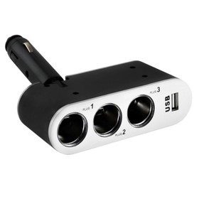 Разветвитель прикуривателя 3 гнезда + USB Skyway черный, предох. 5А, USB 1A S02301006, S02301006