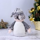 Мягкая игрушка "Дед Мороз с бубенчиком - длинные ножки" 10*40 см серебро - Фото 5