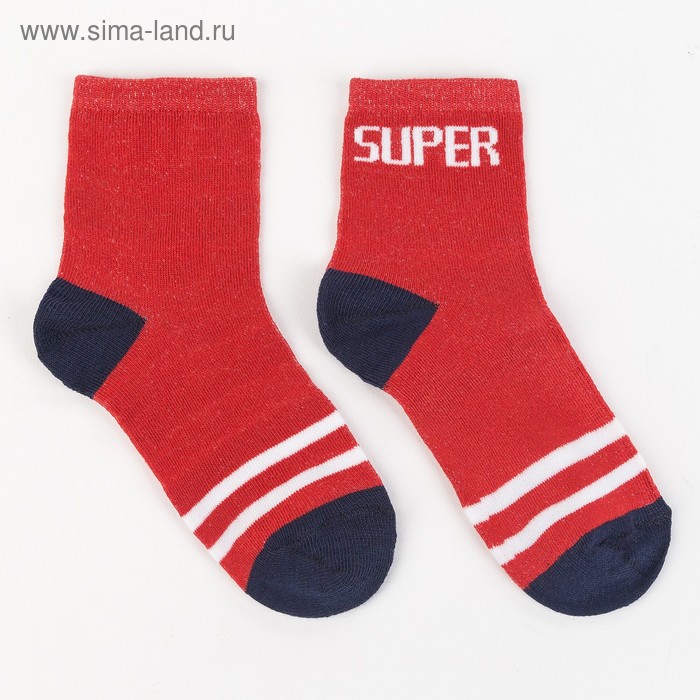 Носки детские, "Super" цвет красный, р-р 22-24 - Фото 1
