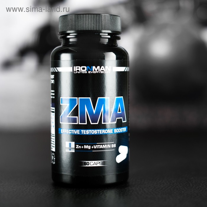 Комплекс ZMA IRONMAN, цинк магний, В6, спортивное питание, 60 капсул - Фото 1