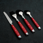 Набор столовых приборов из нержавеющей стали «Аппетит», 24 предмета, цвет ручек красный - Фото 3