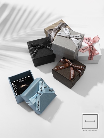 Коробочка подарочная под кольцо, серьги «Счастье», 5×5 см, (полезная часть 4.5×4.5 см,) МИКС