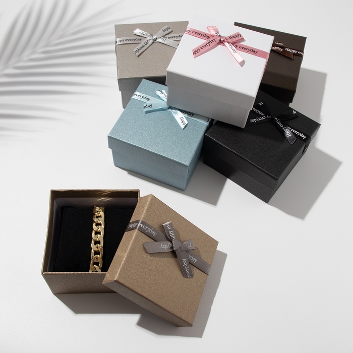 Коробочка подарочная под браслет/часы «Счастье», 9×9 (размер полезной части 8.5×8.5 см), МИКС, вставка чёрная - Фото 1