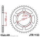 Звезда ведомая JT sprockets 1133.53, цепь 420, 53 зубья 4543136 - фото 308043809