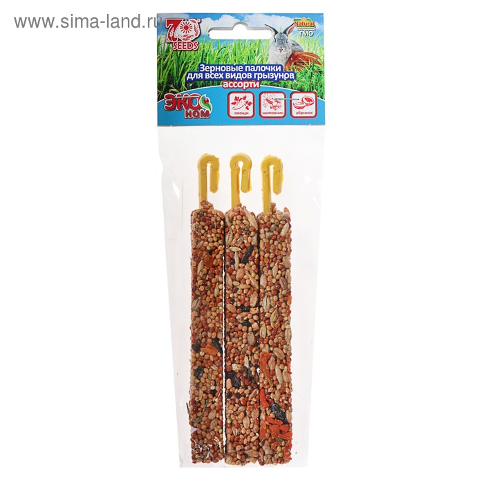 Палочки зерновые для грызунов Seven Seeds ЭКОном, овощи/шиповник/абрикос, 3 шт., 75 г - Фото 1