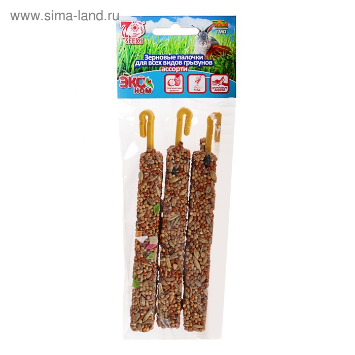 Палочки Seven Seeds Эконом для грызунов, тропические фрукты/мёд/рожковое дерево, 3 шт., 75 г - Фото 1