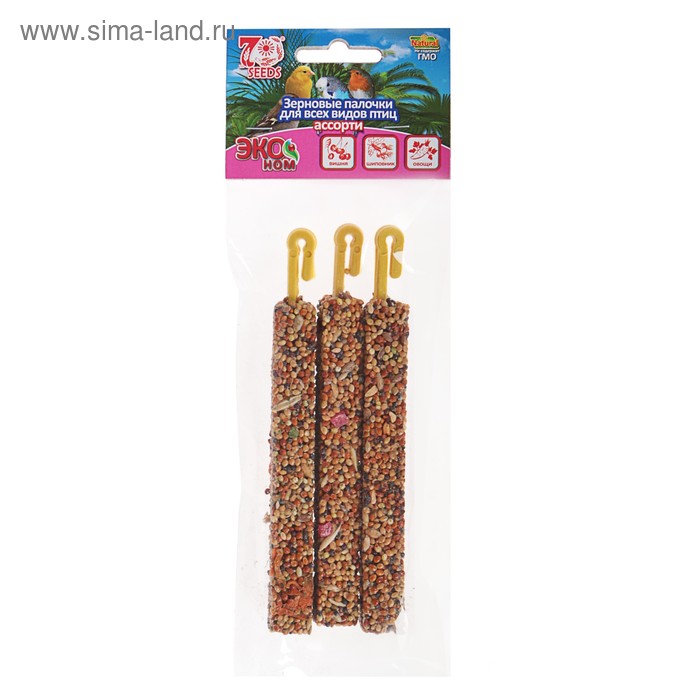 Палочки Seven Seeds Эконом для птиц, вишня/шиповник/овощи, 3 шт, 75 г - Фото 1