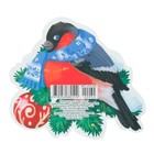Украшение на скотче "Снегирь" глиттер, синий шарфик, красный шар - Фото 2