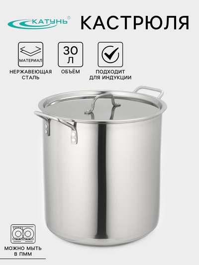 Котёл Катунь «Общепит», 30 л, d=35 см, h=35.5 см, капсульное дно, индукция, нержавеющая сталь