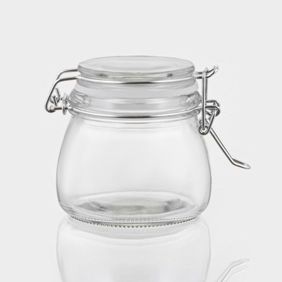 Банка для сыпучих продуктов «Оптима», 100 мл, 9×7.2×7.5 см, с бугельным замком, стекло, прозрачная