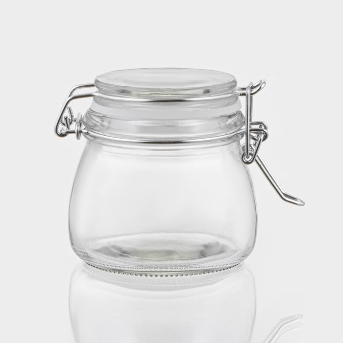 Банка для сыпучих продуктов «Оптима», 100 мл, 9×7.2×7.5 см, с бугельным замком, стекло, прозрачная - Фото 1