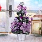 Искусственная ёлка настольная «Зимнее волшебство. Зимний лес», 40 см, ветки ПВХ отгибаются, сиреневая - Фото 2