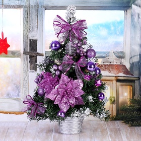 Искусственная ёлка настольная «Зимнее волшебство. Зимний лес», 50 см, ветки ПВХ отгибаются, сиреневая