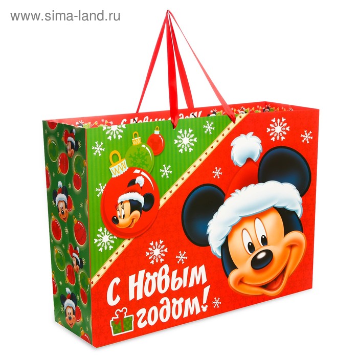 Пакет подарочный ламинированный «Подарок от деда Мороза», Микки Маус, 61 х 46 х 20 см - Фото 1