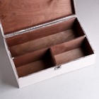 Подарочный ящик 34×21.5×10.5 см деревянный 3 отдела, с закрывающейся крышкой, состаренный - Фото 4