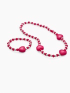 Набор детских украшений Выбражулька «Сердечки полоска», 2 предмета: колье, браслет d=6 см бело-розовый - Фото 4