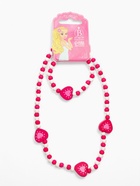 Набор детских украшений Выбражулька «Сердечки полоска», 2 предмета: колье, браслет d=6 см бело-розовый - Фото 3