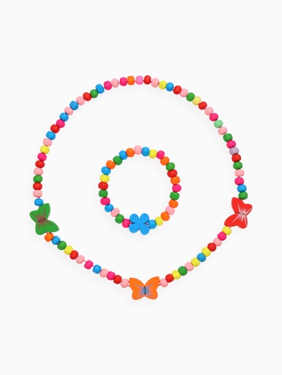 Набор детских украшений Выбражулька «Нежность бабочки», 2 предмета: бусы, браслет d=4.6 см разноцветный