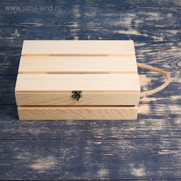 Подарочный ящик 30×20×10 см деревянный с откидной крышкой, с замком, ручка Дарим Красиво - Фото 1