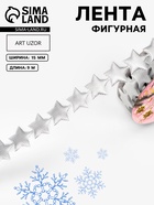 Лента декоративная фигурная «Звёзды», 15 мм, 9±0.5 м, цвет серебряный - Фото 1