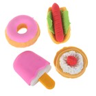 Набор фигурных ластиков "Десерты", 4 штуки, в пакете на зип-молнии, МИКС (штрихкод на штуке) - фото 8480177