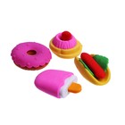 Набор фигурных ластиков "Десерты", 4 штуки, в пакете на зип-молнии, МИКС (штрихкод на штуке) - фото 8480179