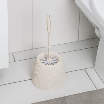 Ёршик для унитаза «Вязаное плетение», 15×15×37 см, с подставкой, бежевый