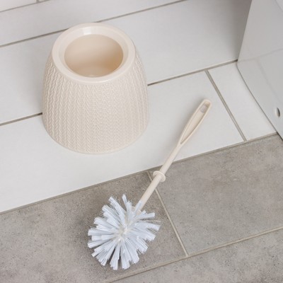 Ёршик для унитаза «Вязаное плетение», 15×15×37 см, с подставкой, бежевый