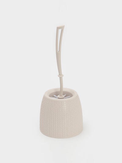 Ёршик для унитаза «Вязаное плетение», 15×15×37 см, с подставкой, бежевый