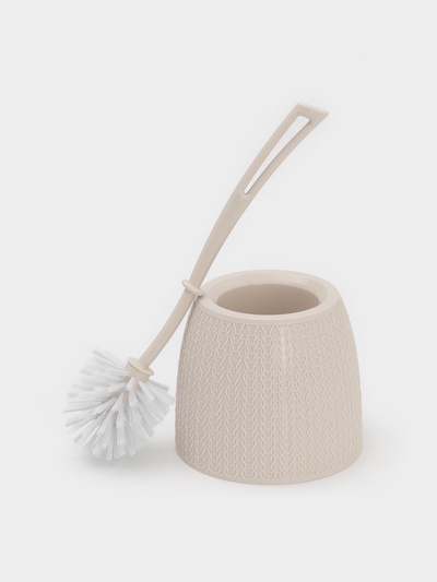 Ёршик для унитаза «Вязаное плетение», 15×15×37 см, с подставкой, бежевый