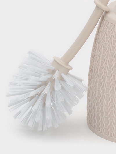 Ёршик для унитаза «Вязаное плетение», 15×15×37 см, с подставкой, бежевый