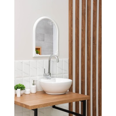 Зеркало в рамке для ванной комнаты, 49,5×39 см, пластик, белый