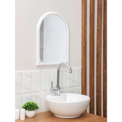 Зеркало в рамке для ванной комнаты, 49,5×39 см, пластик, белый