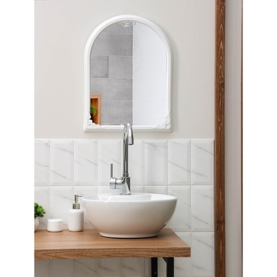 Зеркало в рамке для ванной комнаты, 49,5×39 см, пластик, белый