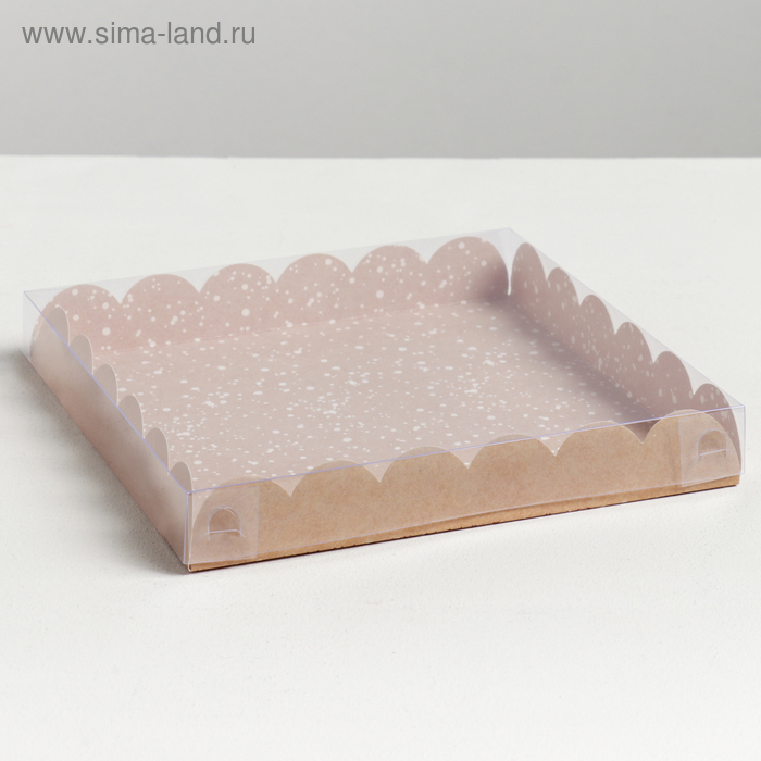 Коробка для кондитерских изделий с PVC крышкой «Тепла и любви», 21 × 21 × 3 см - Фото 1