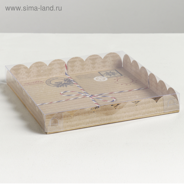 Коробка для кондитерских изделий с PVC крышкой «С любовью», 21 × 21 × 3 см - Фото 1