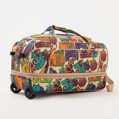 Сумка дорожная на колёсах, отдел на молнии, с увеличением, наружный карман, цвет бежевый/оранжевый