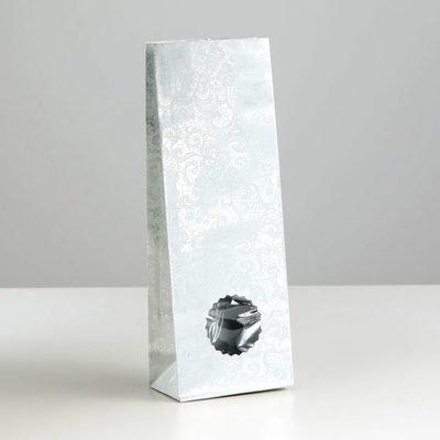 Пакет бумажный фасовочный "Белые кружева с окном", 8 х 5 х 22,5 см