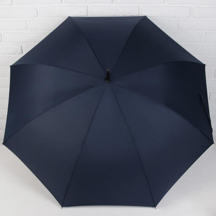 Зонт - трость полуавтоматический «Однотонный», 8 спиц, R = 56 см, цвет тёмно-синий, 1931 - фото 1905573692