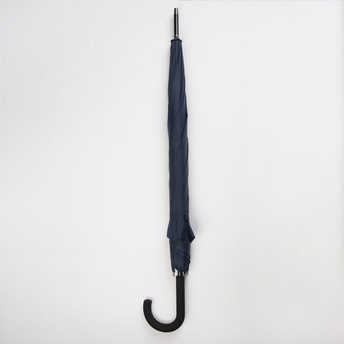 Зонт - трость полуавтоматический «Однотонный», 8 спиц, R = 56 см, цвет тёмно-синий, 1931 - фото 1905573695