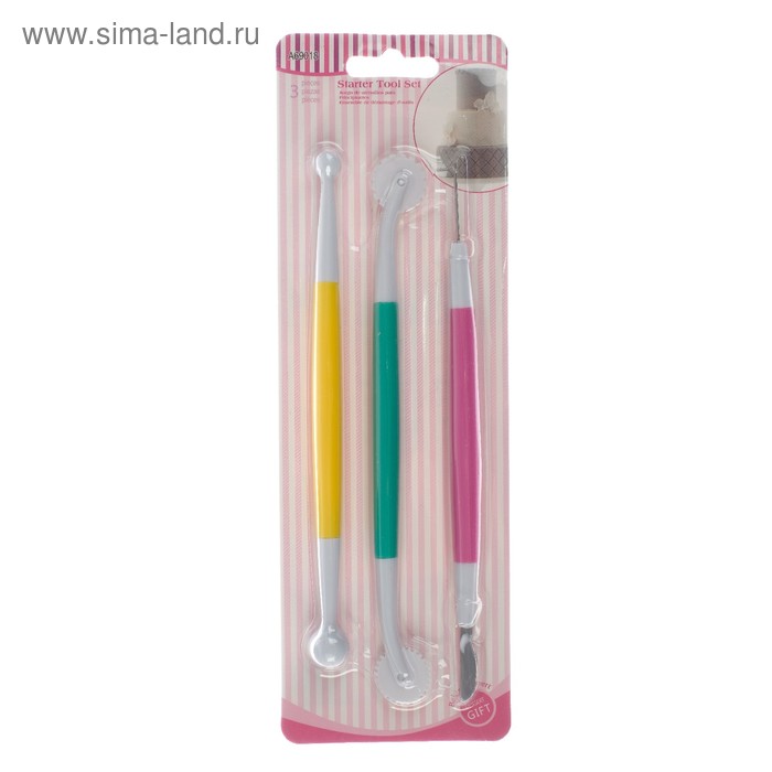 Набор инструментов для лепки из глины, пластилина, пластики, 3 штуки - Фото 1