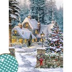 Алмазная мозаика на новый год с полным заполнением на холсте «Домик в сказочном лесу», 22×32 см, набор для творчества - Фото 2