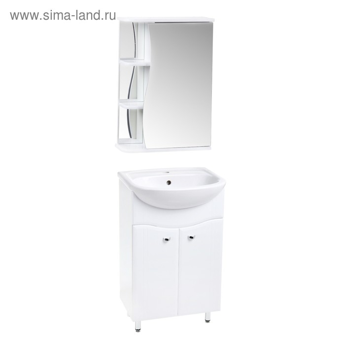 Комплект мебели: для ванной комнаты "Тура 50": тумба + раковина + зеркало-шкаф - Фото 1
