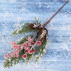 Декор "Зимние грезы" хвоя ягоды шишки иней, 28 см - фото 318219783