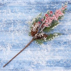 Еловая ветка декоративная «Зимнее волшебство. Грёзы», хвоя, ягоды, шишки иней, 28 см - Фото 3